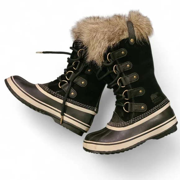 Women's Sorel Joan Of Arctic Waterproof Suede & Leather Boots Black Stone Size 6 - Picture 4 of 13